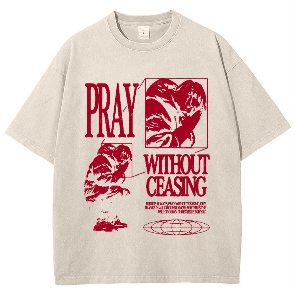 Pray Without Ceasing Snowflake Vintage Washed T-Shirt