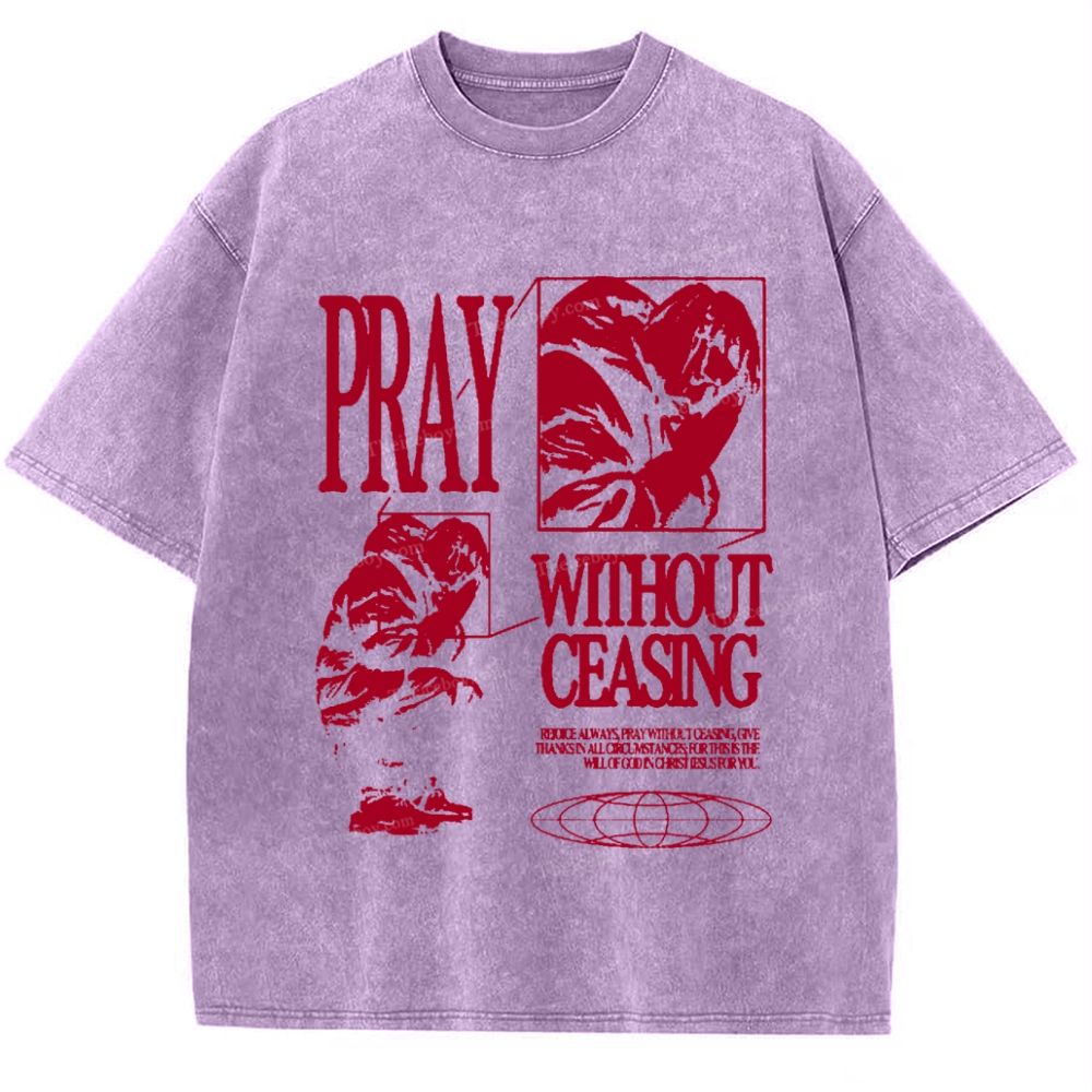 Pray Without Ceasing Snowflake Vintage Washed T-Shirt