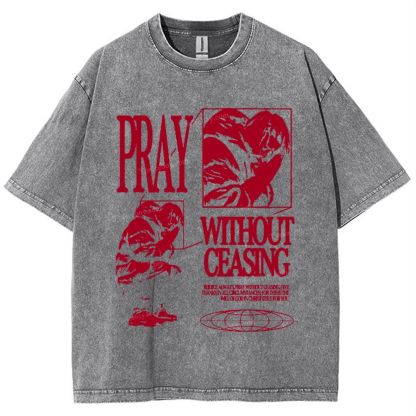 Pray Without Ceasing Snowflake Vintage Washed T-Shirt