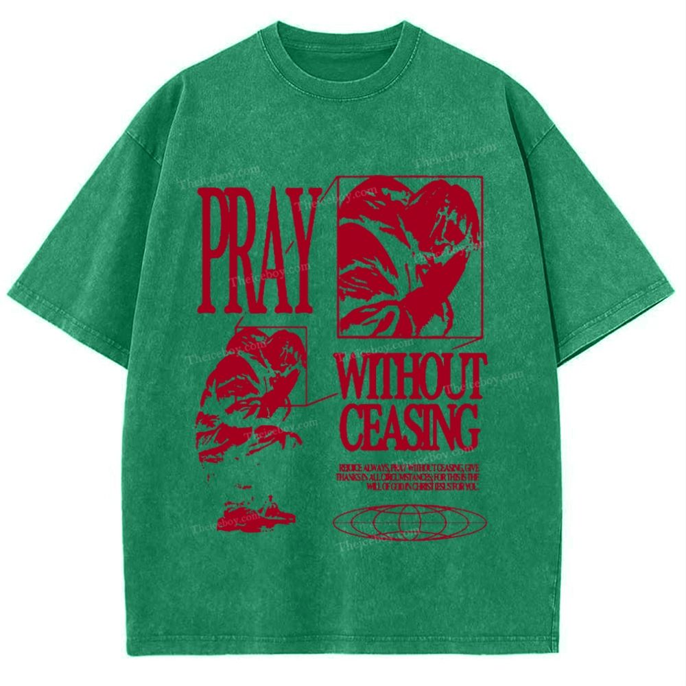 Pray Without Ceasing Snowflake Vintage Washed T-Shirt