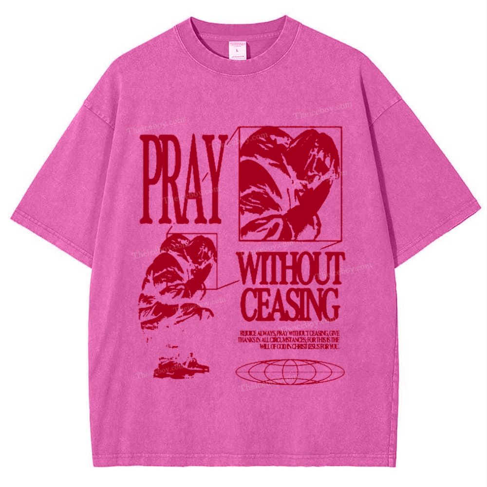 Pray Without Ceasing Snowflake Vintage Washed T-Shirt