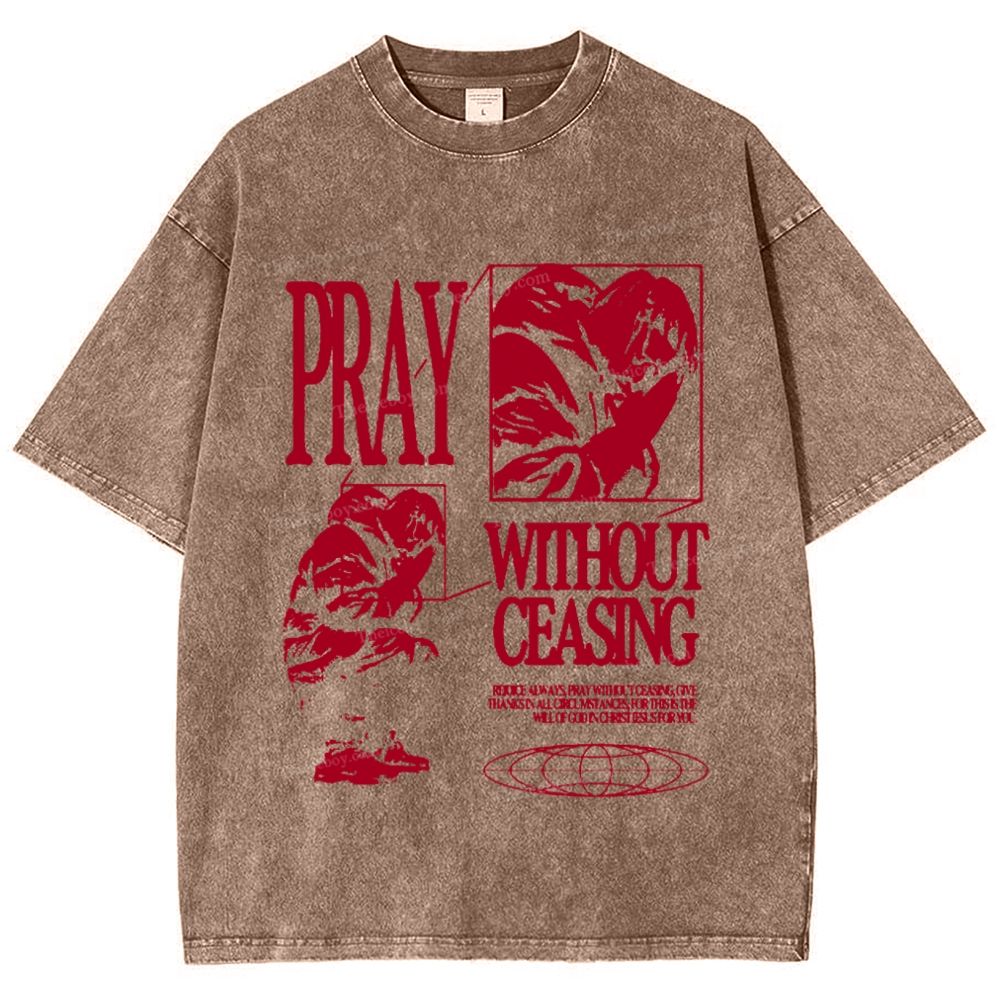 Pray Without Ceasing Snowflake Vintage Washed T-Shirt