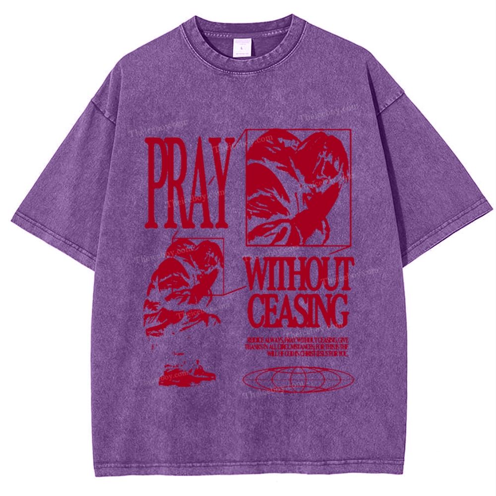 Pray Without Ceasing Snowflake Vintage Washed T-Shirt