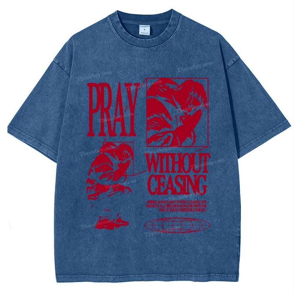 Pray Without Ceasing Snowflake Vintage Washed T-Shirt