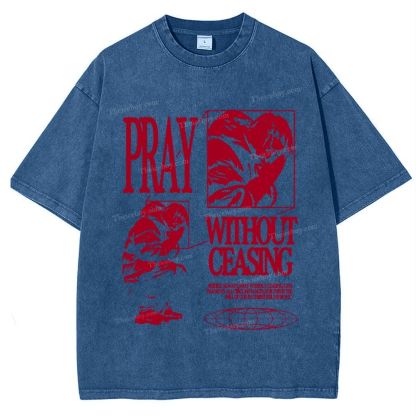 Pray Without Ceasing Snowflake Vintage Washed T-Shirt