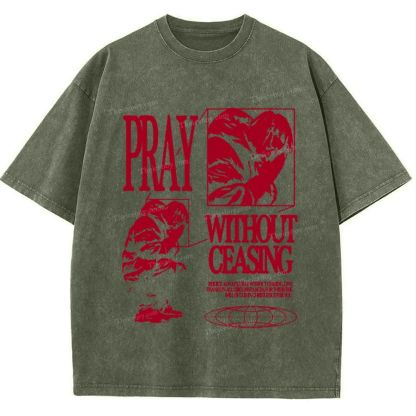 Pray Without Ceasing Snowflake Vintage Washed T-Shirt