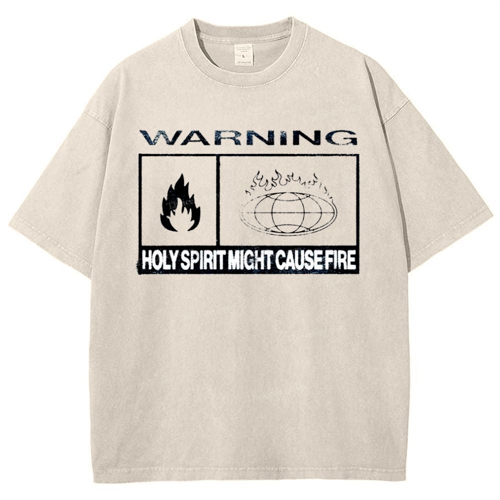Warning Holy Spirit Might Cause Fire Snowflake Vintage Washed T-Shirt