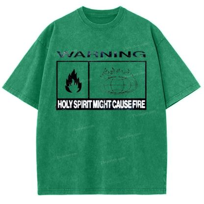 Warning Holy Spirit Might Cause Fire Snowflake Vintage Washed T-Shirt