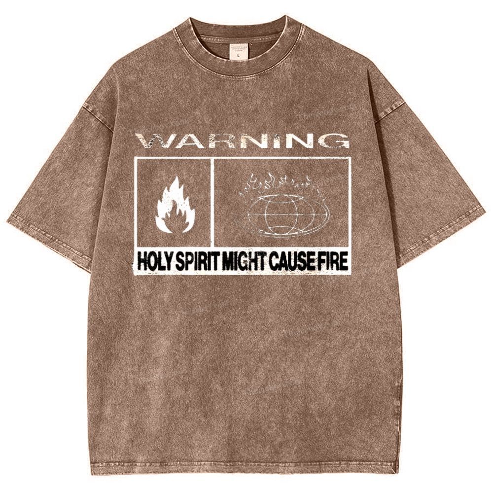Warning Holy Spirit Might Cause Fire Snowflake Vintage Washed T-Shirt