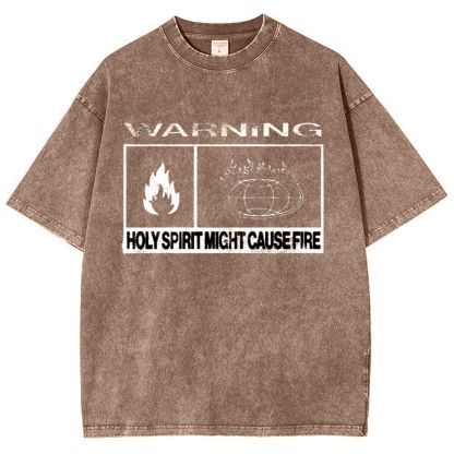 Warning Holy Spirit Might Cause Fire Snowflake Vintage Washed T-Shirt