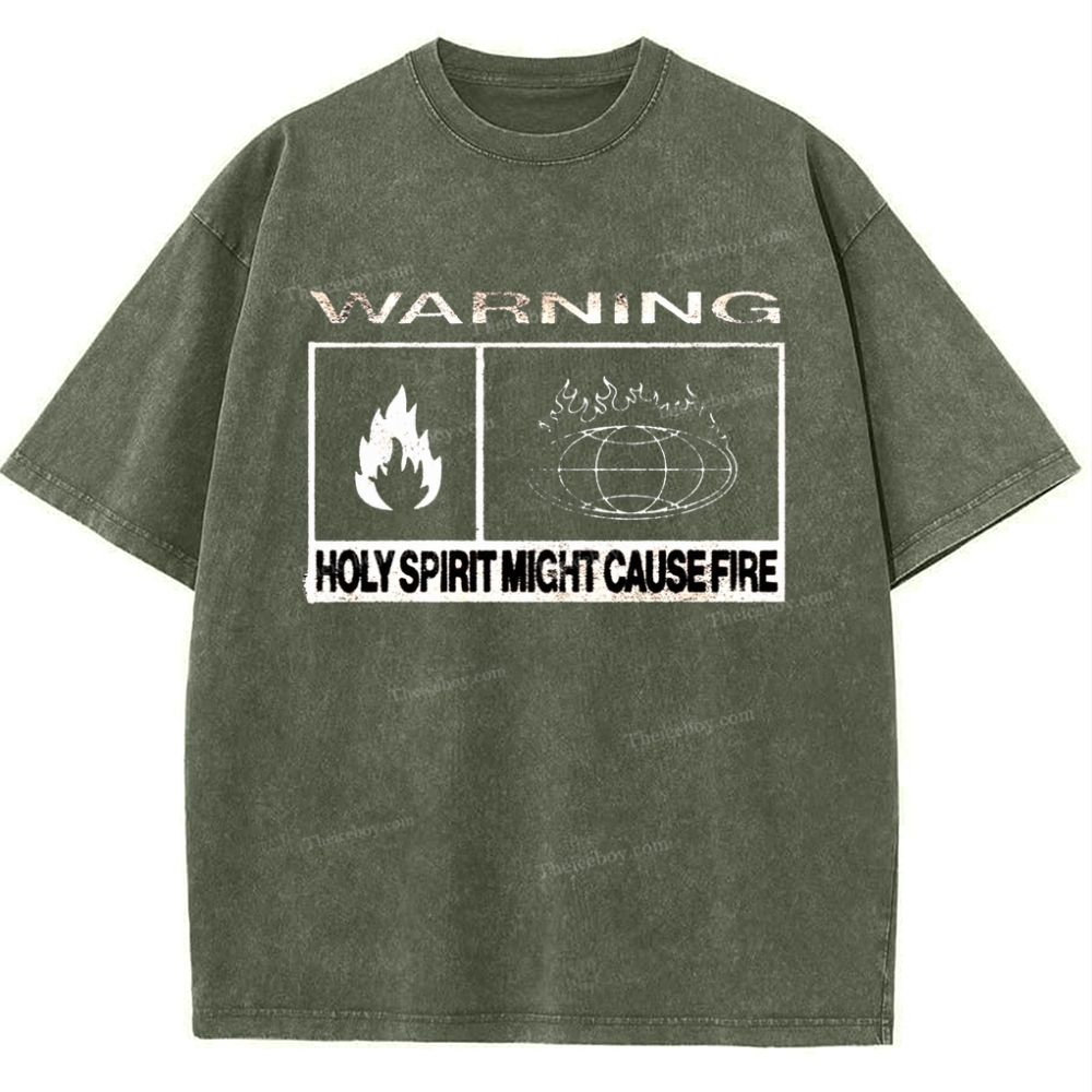 Warning Holy Spirit Might Cause Fire Snowflake Vintage Washed T-Shirt