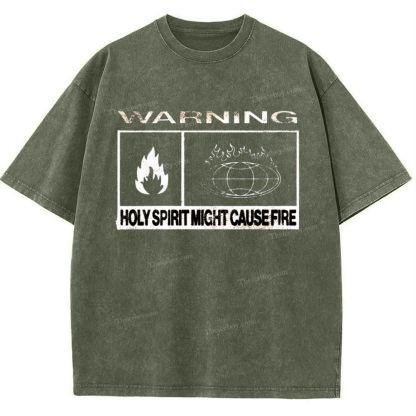 Warning Holy Spirit Might Cause Fire Snowflake Vintage Washed T-Shirt