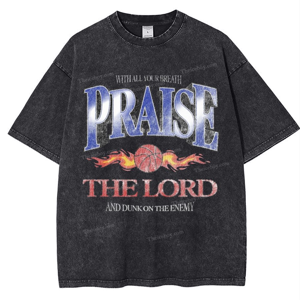 Praise The Lord And Dunk On The Enemy Snowflake Vintage Washed T-Shirt