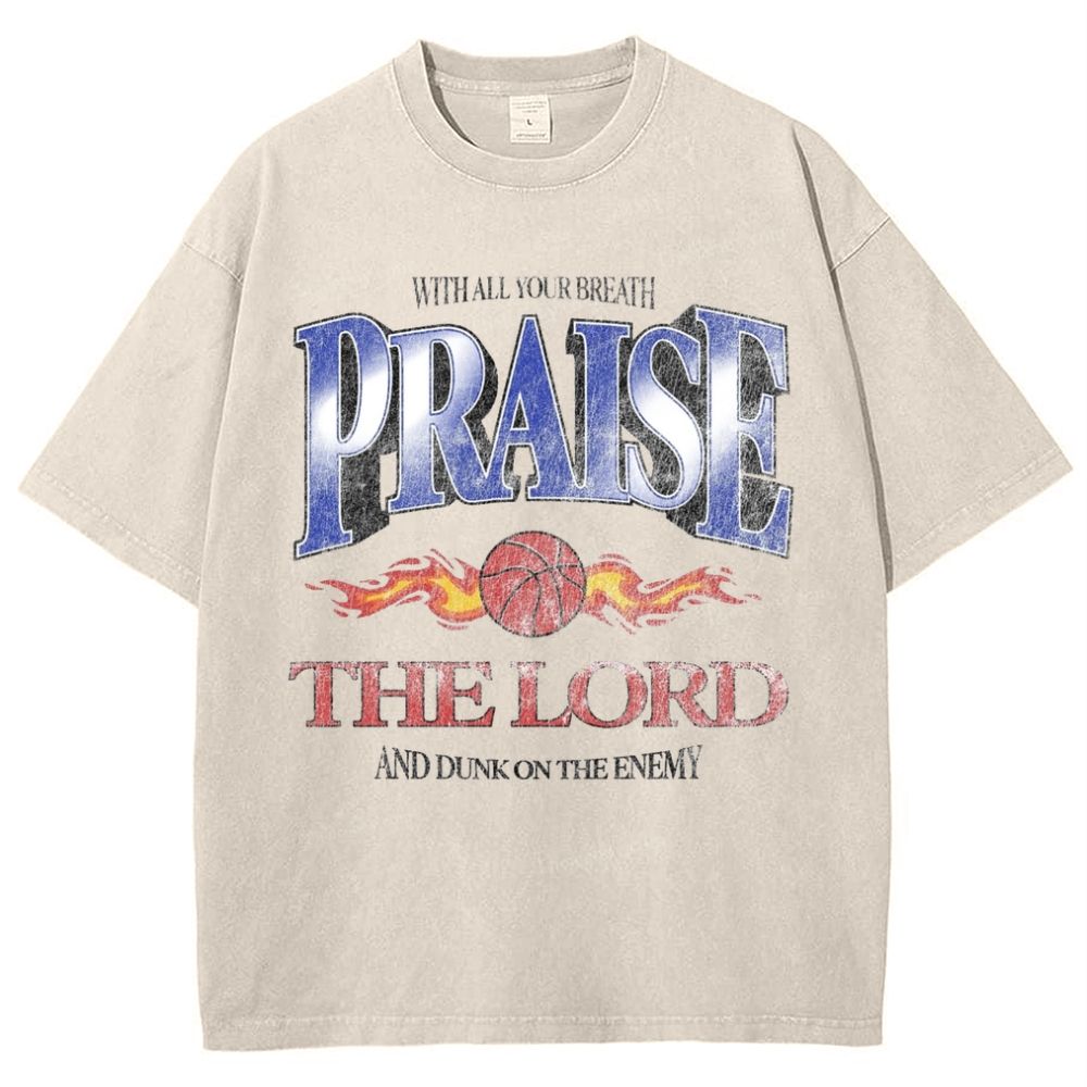 Praise The Lord And Dunk On The Enemy Snowflake Vintage Washed T-Shirt