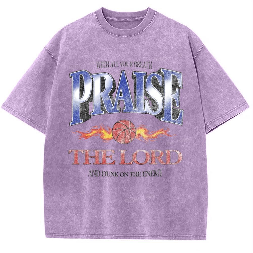 Praise The Lord And Dunk On The Enemy Snowflake Vintage Washed T-Shirt