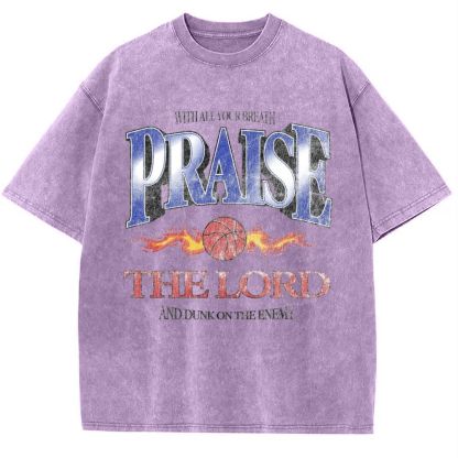 Praise The Lord And Dunk On The Enemy Snowflake Vintage Washed T-Shirt