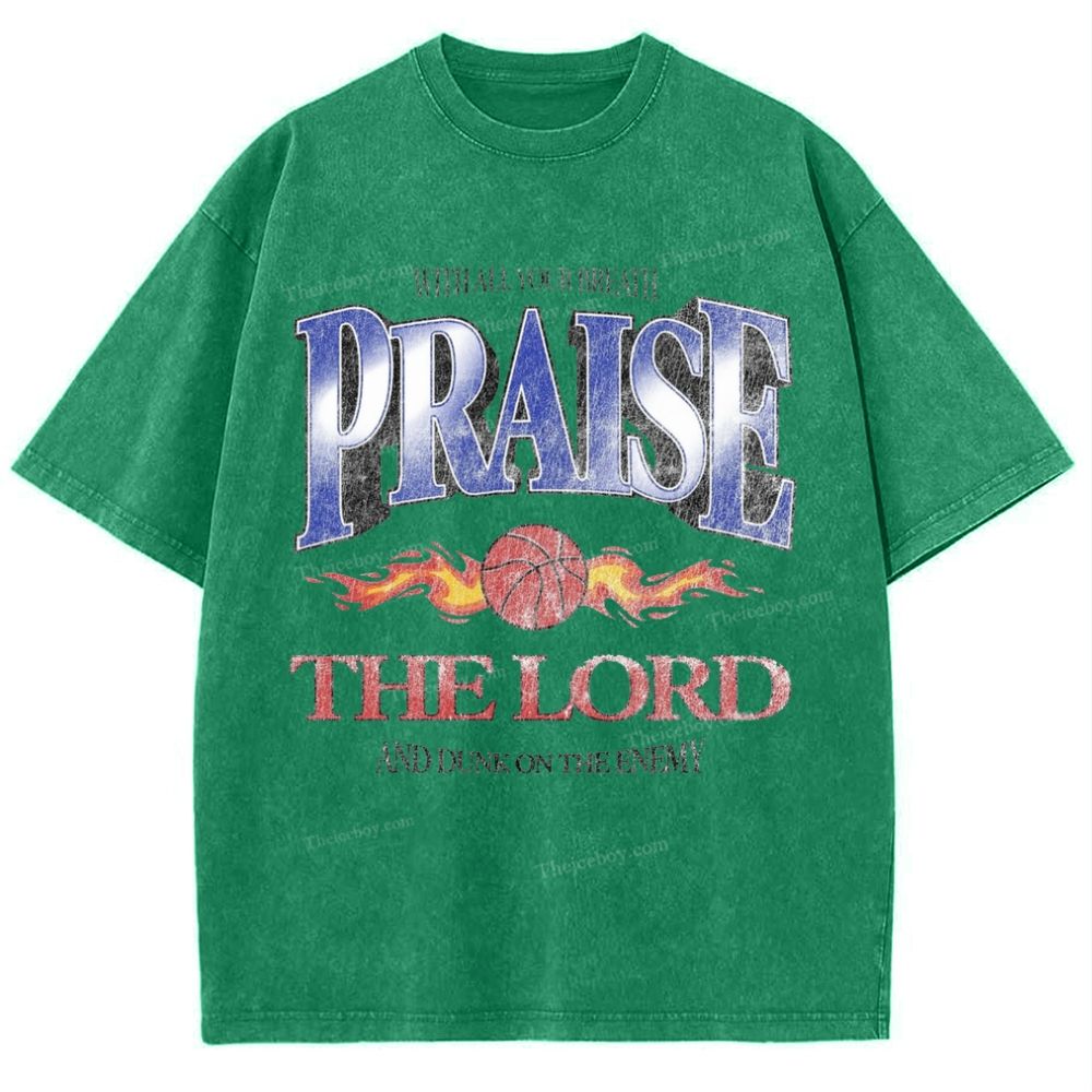 Praise The Lord And Dunk On The Enemy Snowflake Vintage Washed T-Shirt