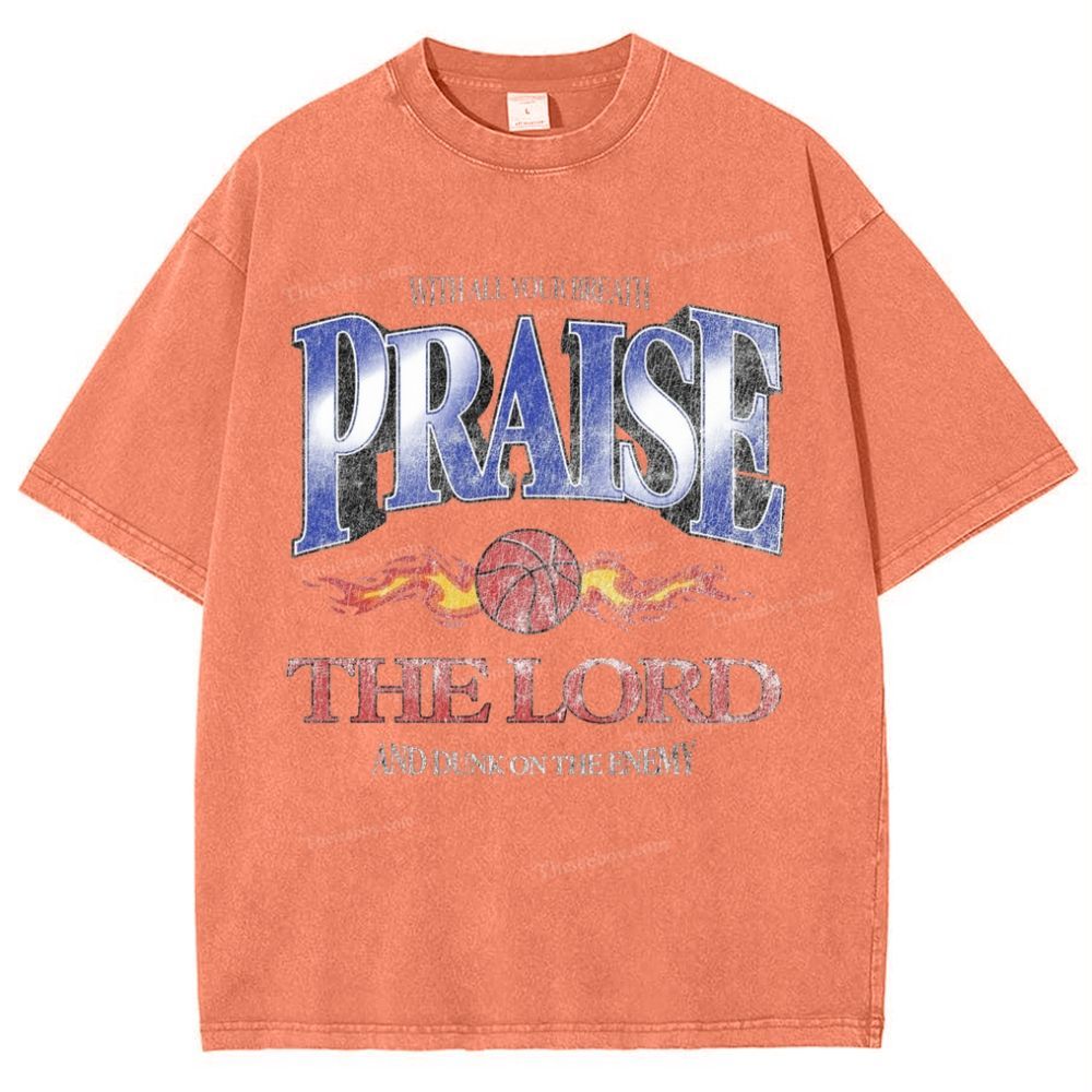 Praise The Lord And Dunk On The Enemy Snowflake Vintage Washed T-Shirt