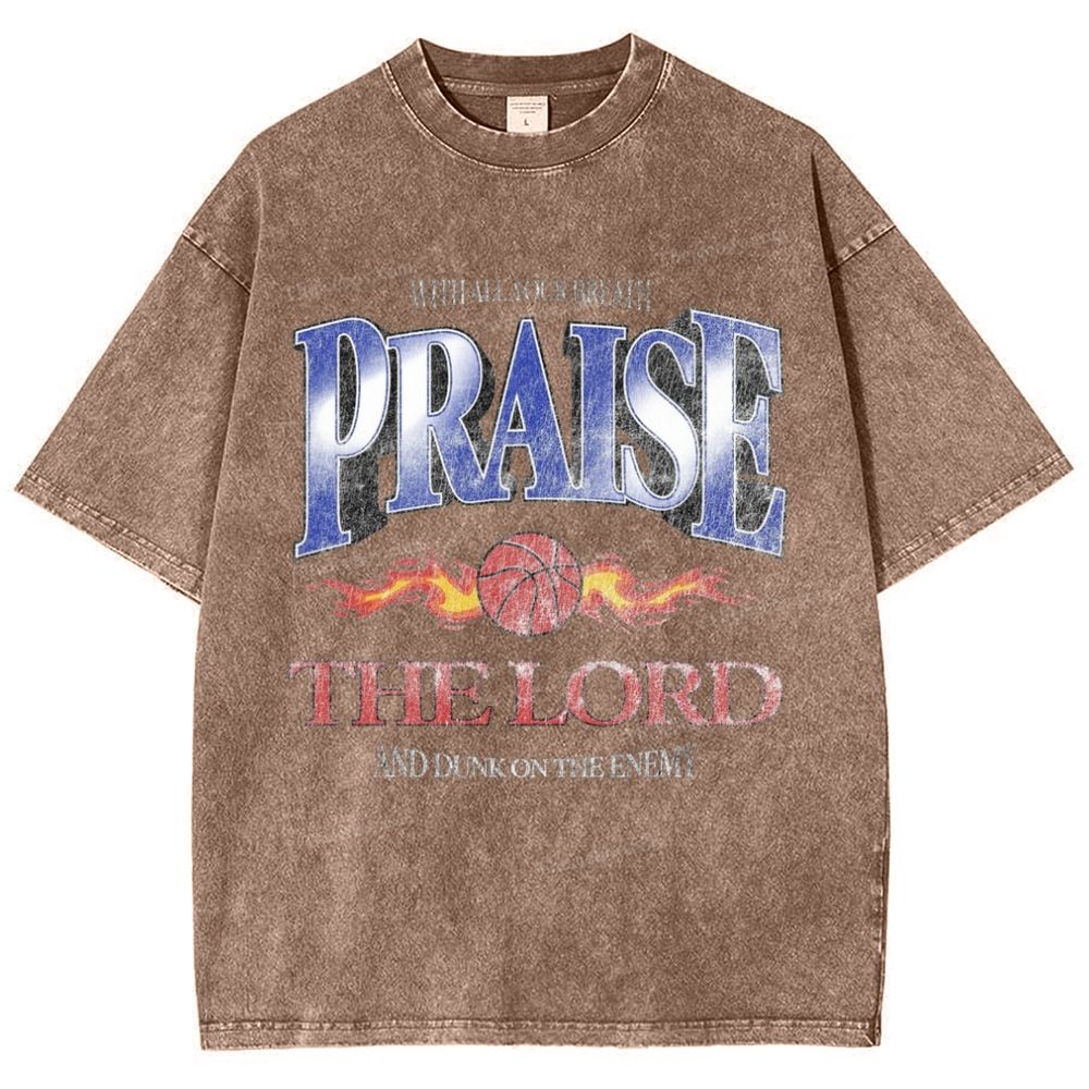 Praise The Lord And Dunk On The Enemy Snowflake Vintage Washed T-Shirt
