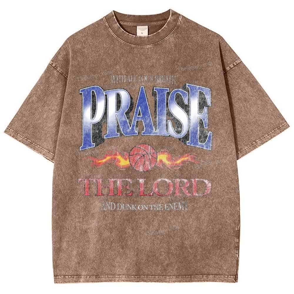 Praise The Lord And Dunk On The Enemy Snowflake Vintage Washed T-Shirt