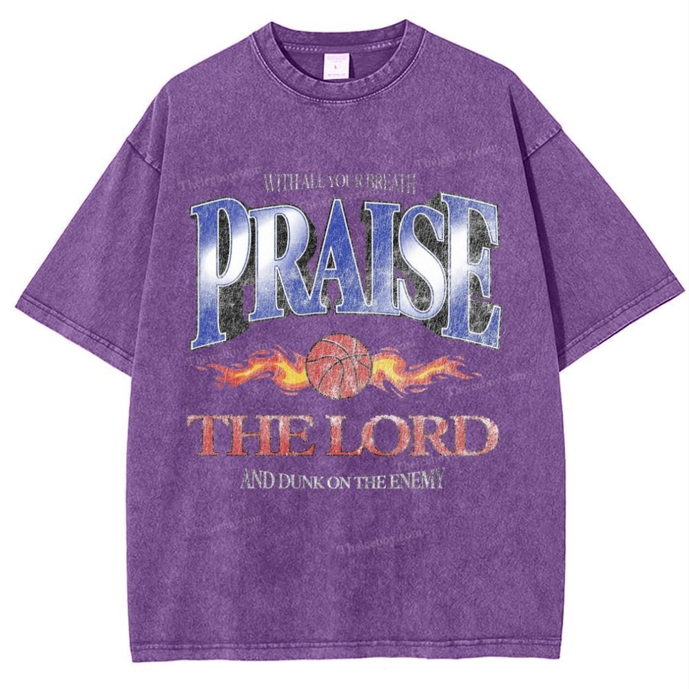 Praise The Lord And Dunk On The Enemy Snowflake Vintage Washed T-Shirt
