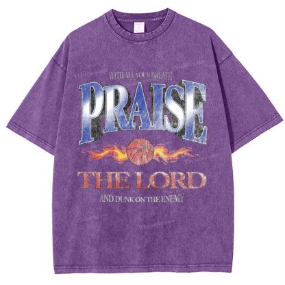 Praise The Lord And Dunk On The Enemy Snowflake Vintage Washed T-Shirt