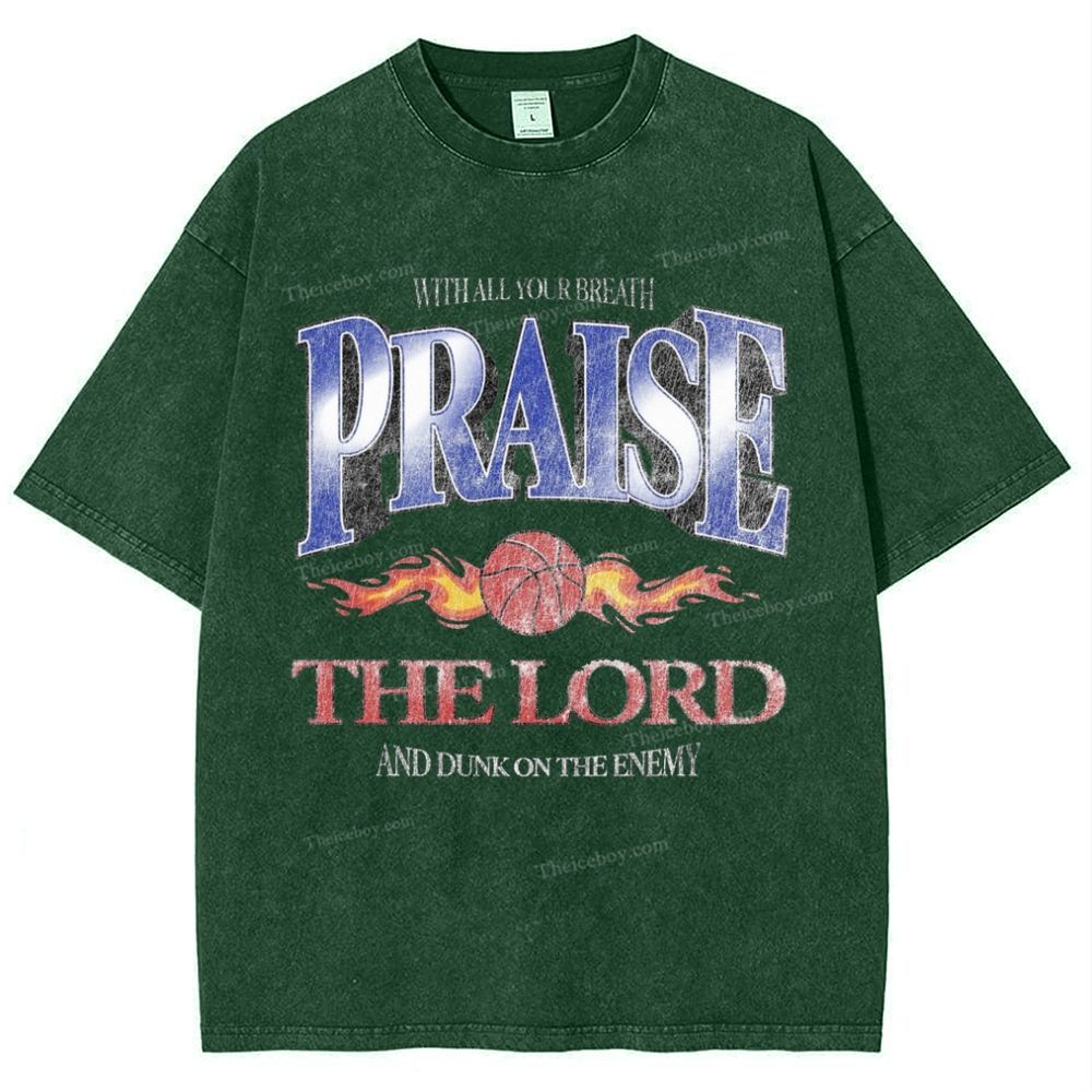 Praise The Lord And Dunk On The Enemy Snowflake Vintage Washed T-Shirt