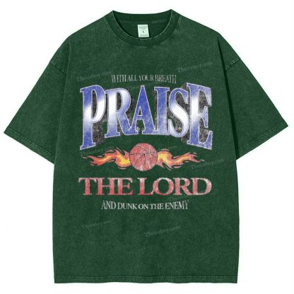 Praise The Lord And Dunk On The Enemy Snowflake Vintage Washed T-Shirt