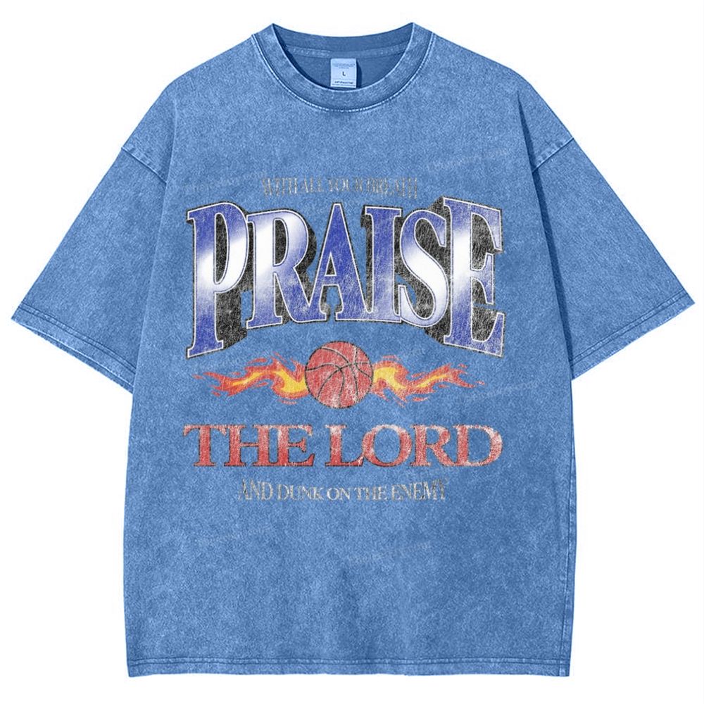 Praise The Lord And Dunk On The Enemy Snowflake Vintage Washed T-Shirt