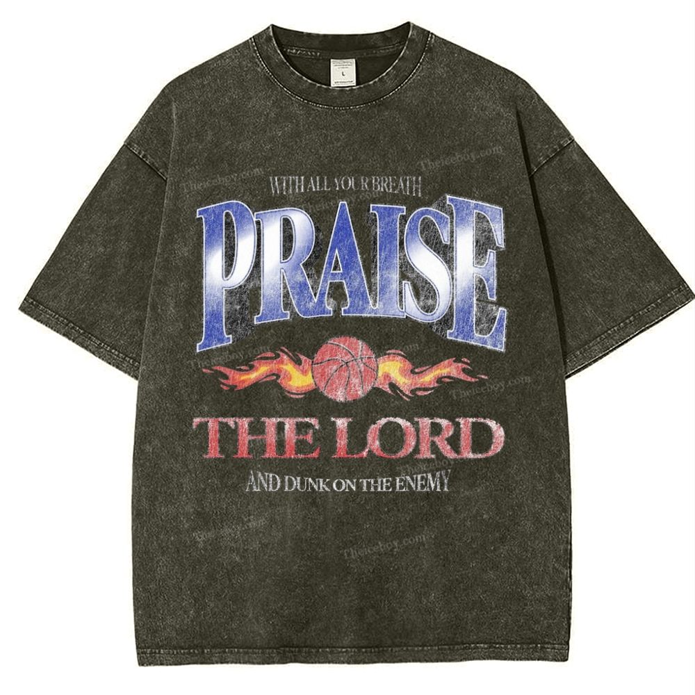 Praise The Lord And Dunk On The Enemy Snowflake Vintage Washed T-Shirt
