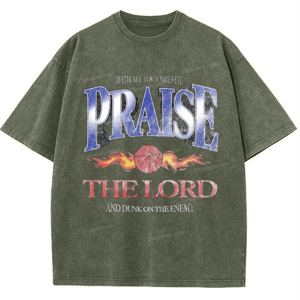 Praise The Lord And Dunk On The Enemy Snowflake Vintage Washed T-Shirt