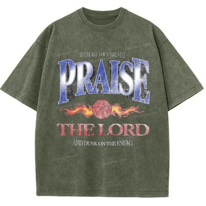 Praise The Lord And Dunk On The Enemy Snowflake Vintage Washed T-Shirt
