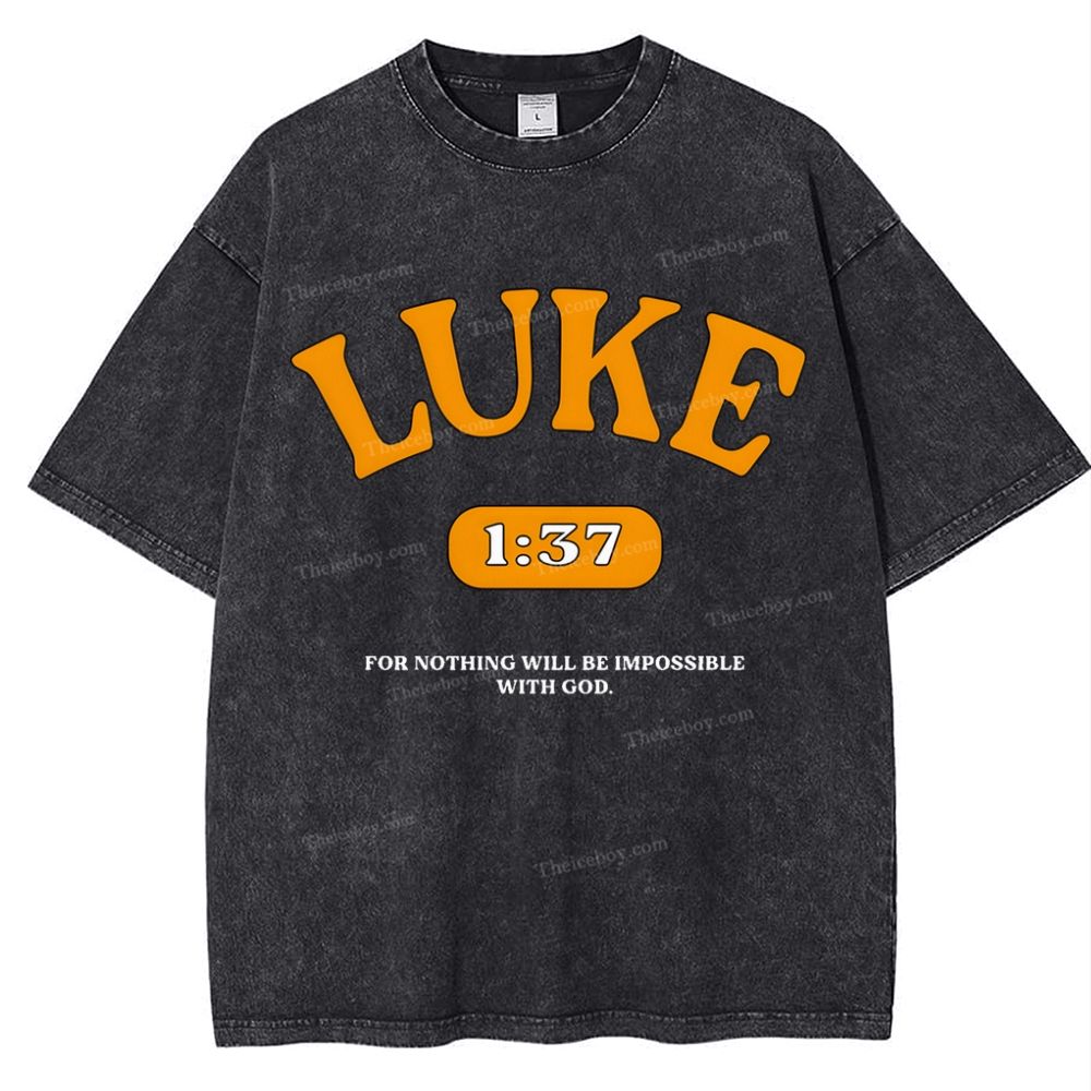Luke 1:37 Snowflake Vintage Washed T-Shirt