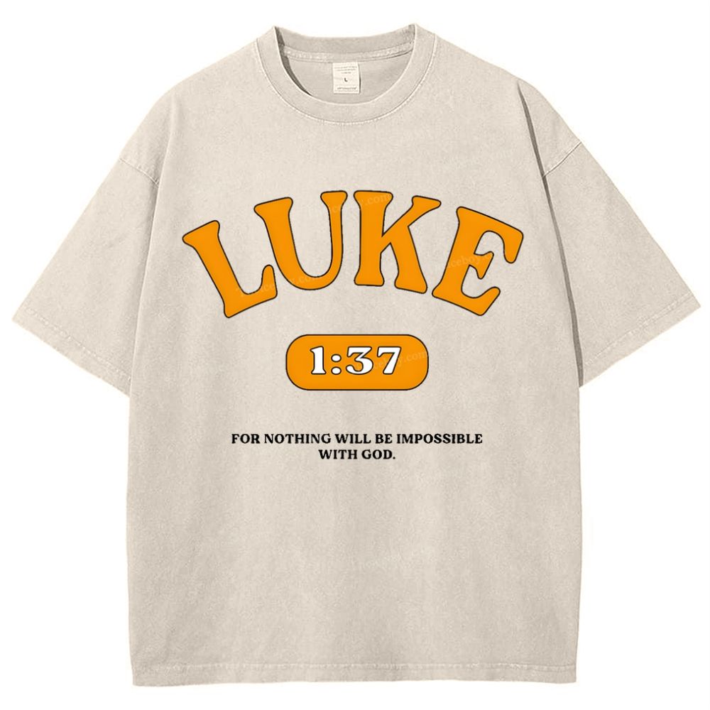 Luke 1:37 Snowflake Vintage Washed T-Shirt