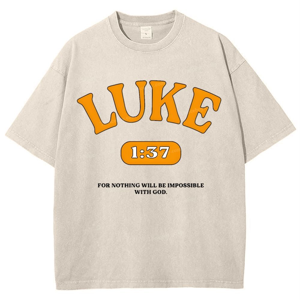 Luke 1:37 Snowflake Vintage Washed T-Shirt