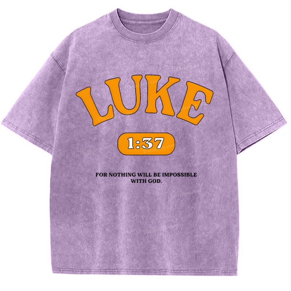 Luke 1:37 Snowflake Vintage Washed T-Shirt