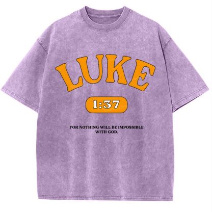 Luke 1:37 Snowflake Vintage Washed T-Shirt