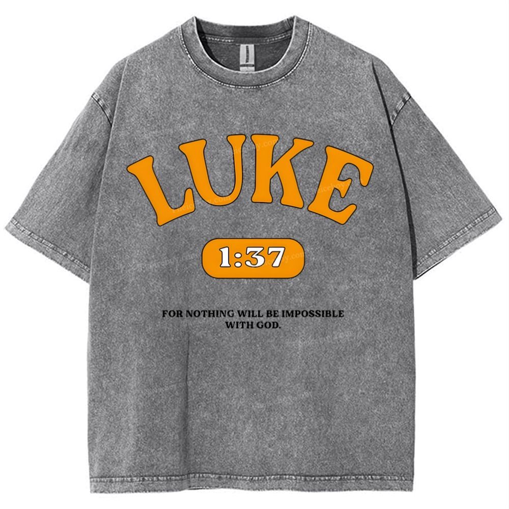 Luke 1:37 Snowflake Vintage Washed T-Shirt