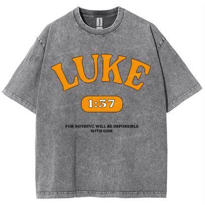 Luke 1:37 Snowflake Vintage Washed T-Shirt