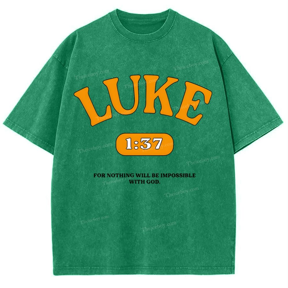 Luke 1:37 Snowflake Vintage Washed T-Shirt