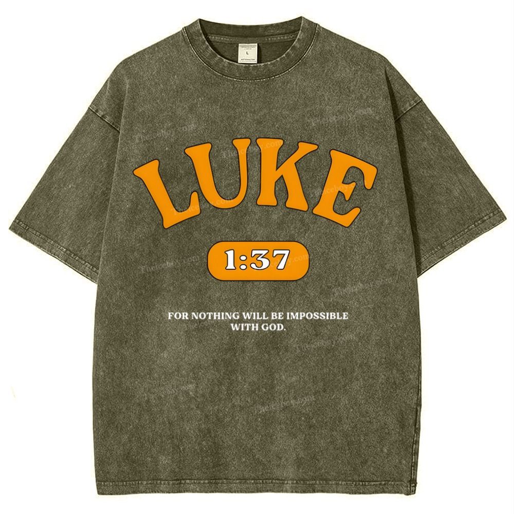 Luke 1:37 Snowflake Vintage Washed T-Shirt