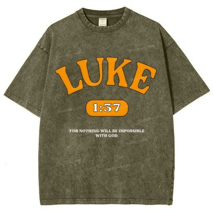 Luke 1:37 Snowflake Vintage Washed T-Shirt