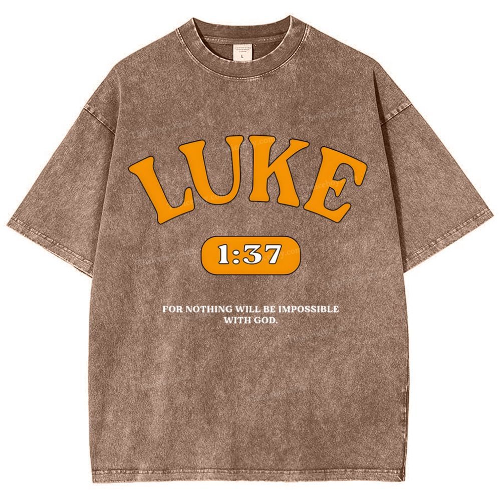 Luke 1:37 Snowflake Vintage Washed T-Shirt