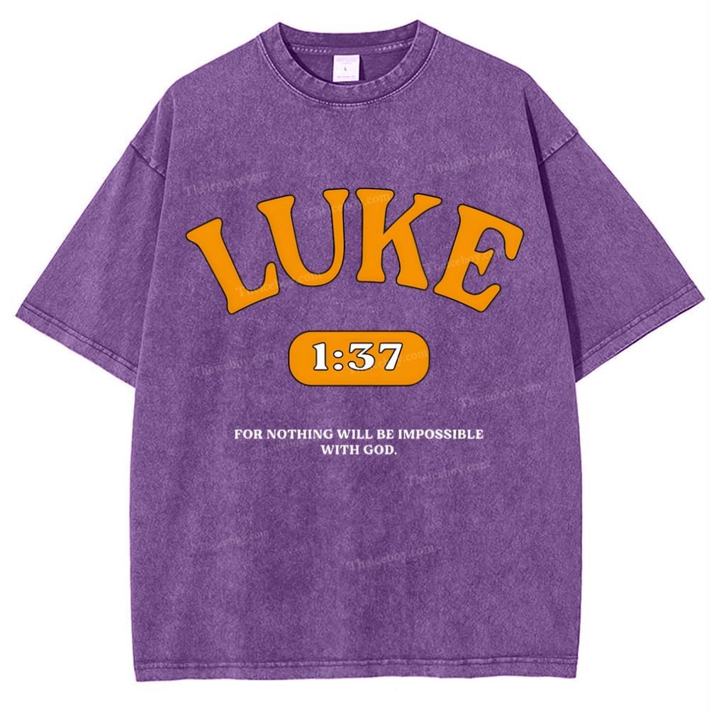 Luke 1:37 Snowflake Vintage Washed T-Shirt