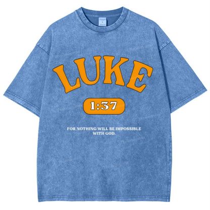 Luke 1:37 Snowflake Vintage Washed T-Shirt