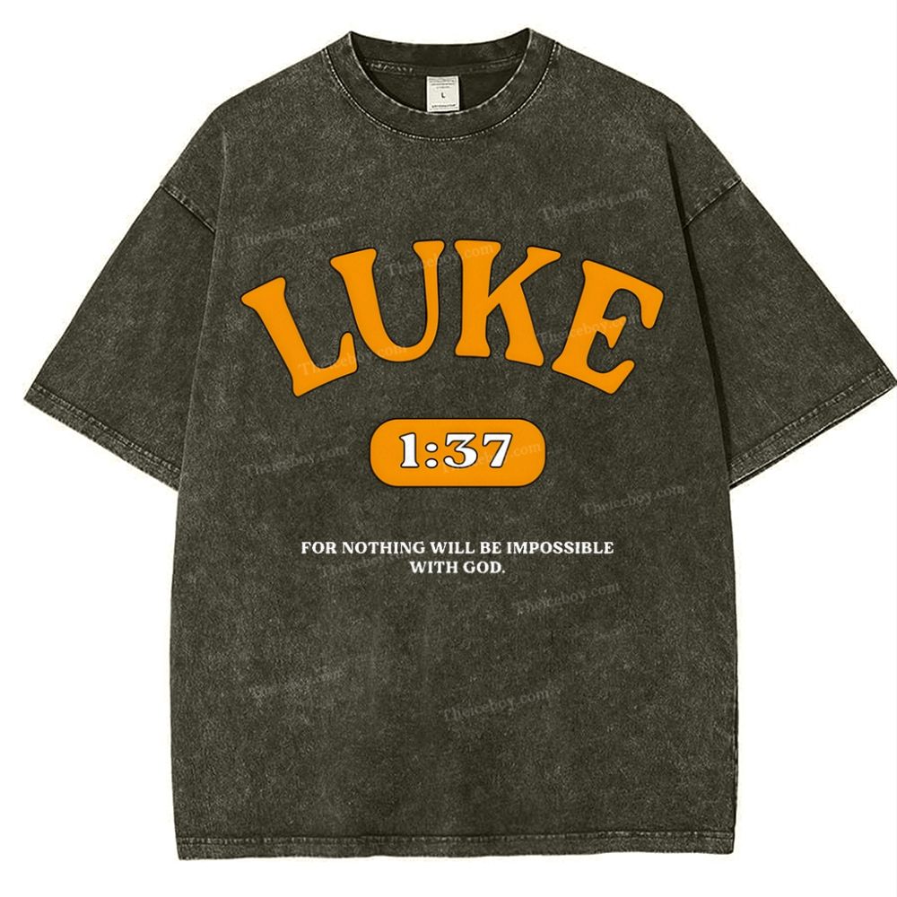 Luke 1:37 Snowflake Vintage Washed T-Shirt
