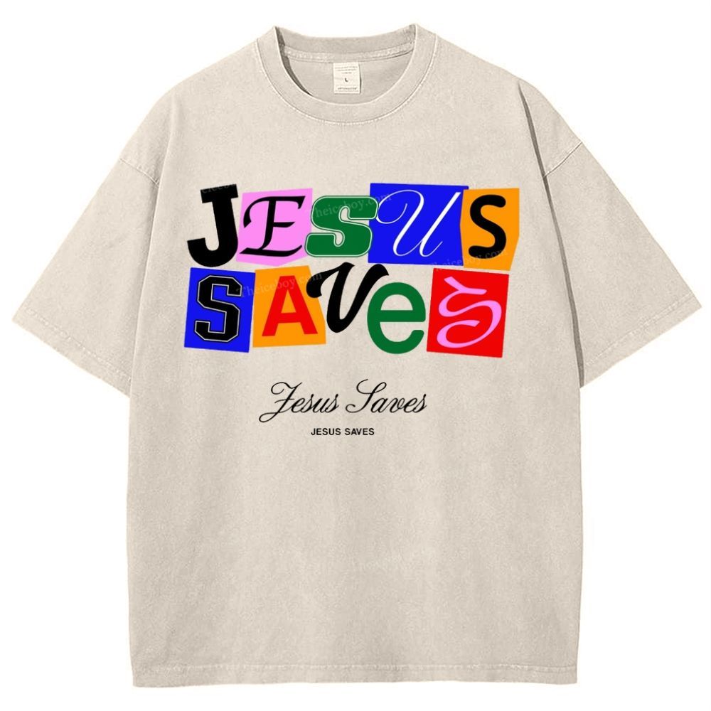Jesus Saves Snowflake Vintage Washed T-Shirt