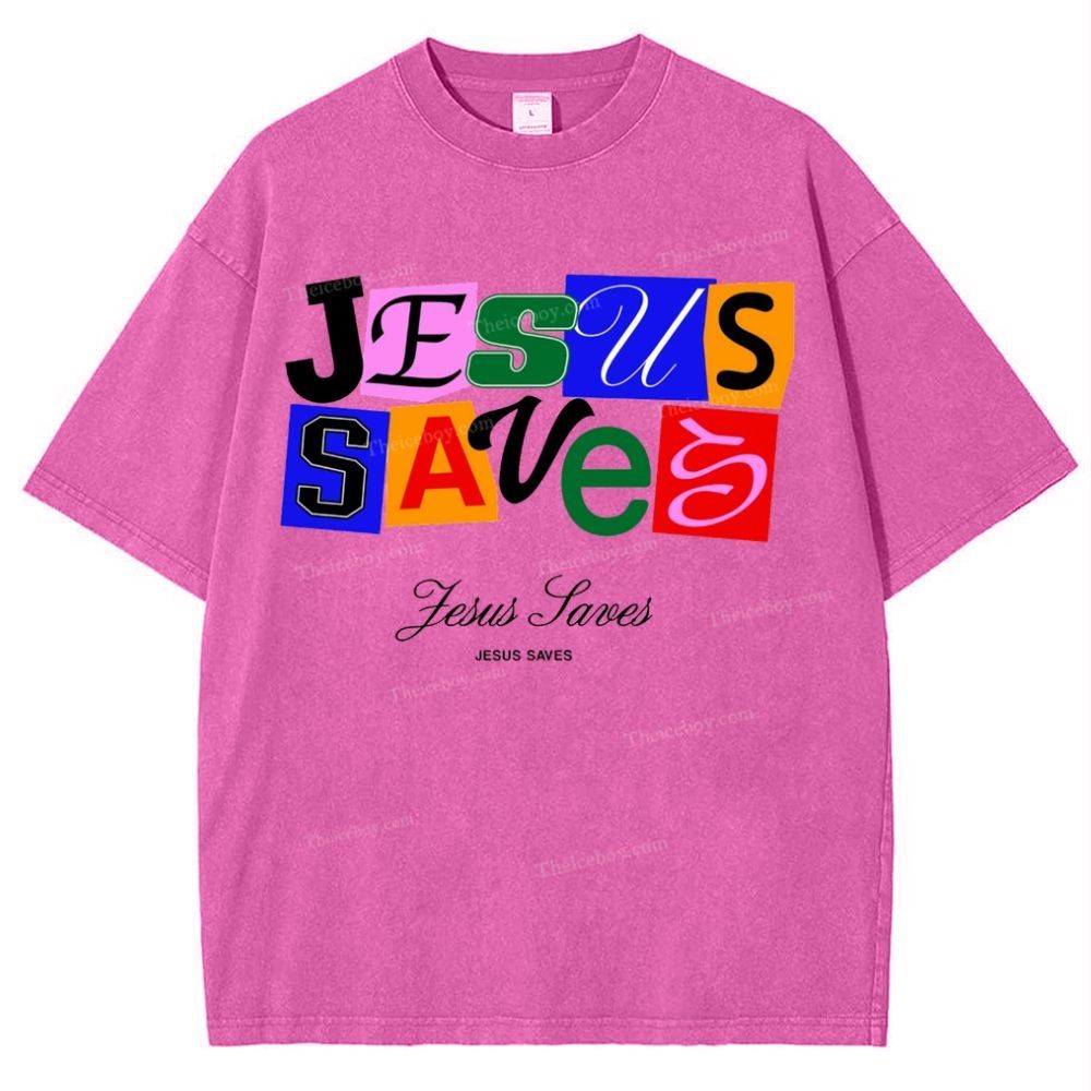 Jesus Saves Snowflake Vintage Washed T-Shirt