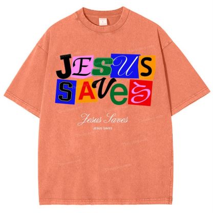 Jesus Saves Snowflake Vintage Washed T-Shirt