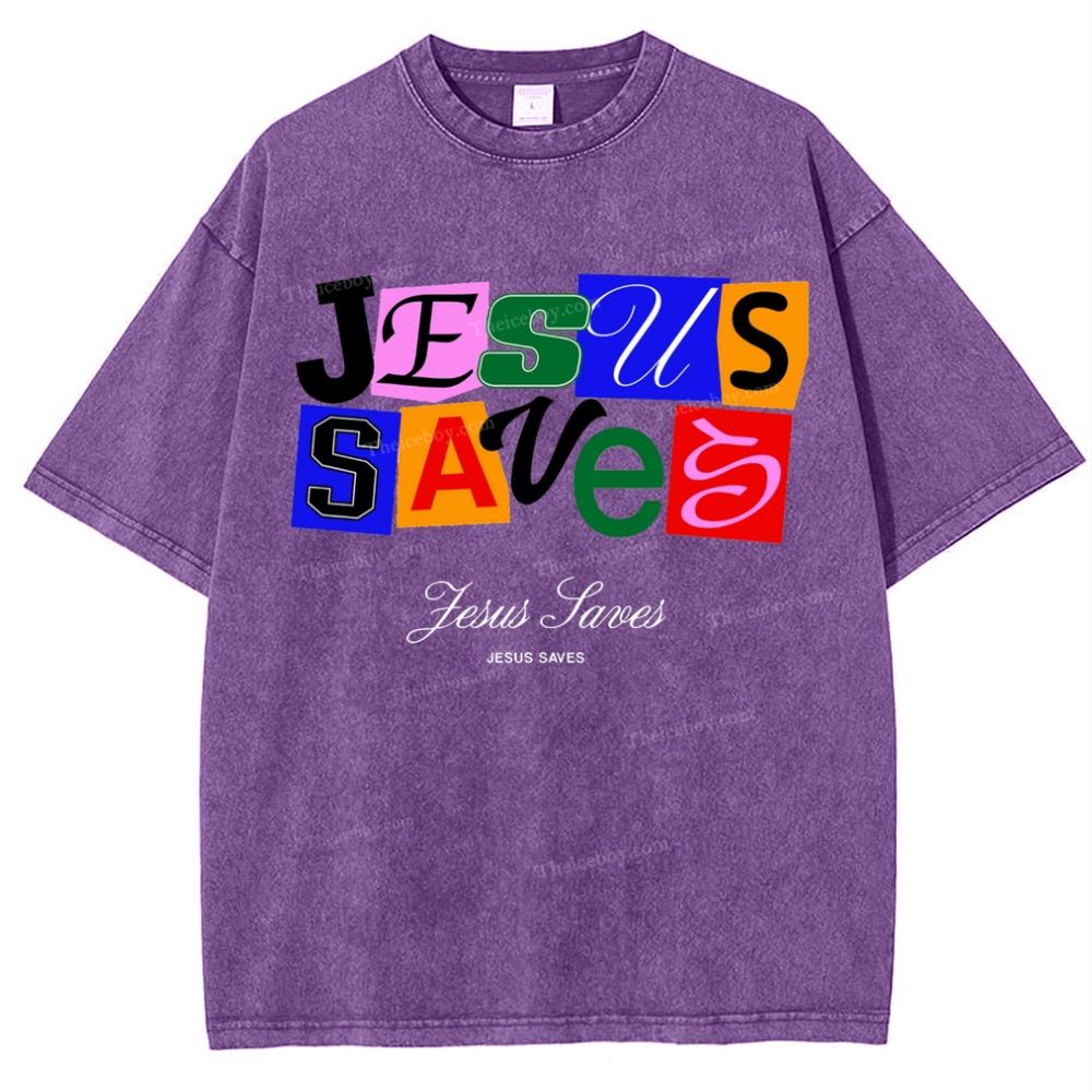 Jesus Saves Snowflake Vintage Washed T-Shirt